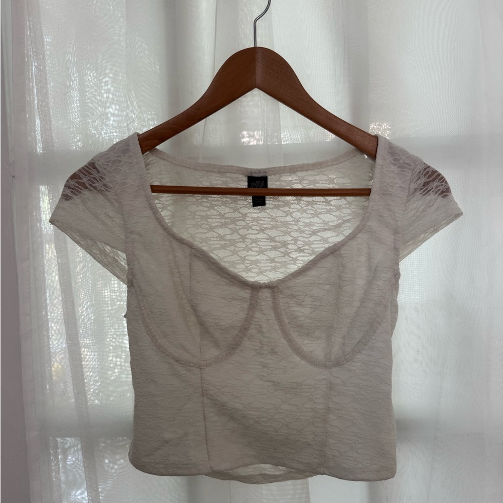 Wild Fable White Cream Cap Sleeve Crop Blouse
